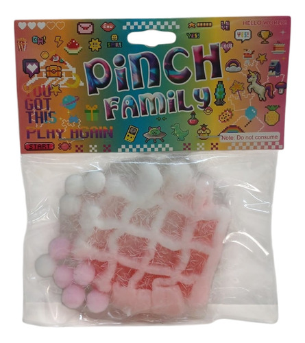 Squishy Pinch Family Waffles Con Pelos Antiestrés Toyz Rosa Chicle