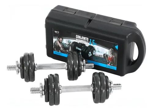 Par De Halter 15kg Barra Ajustável Musculação Dumbell - Wct