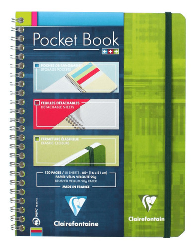 Caderno Pocket Book Pautado A5+ Verde Clairefontaine