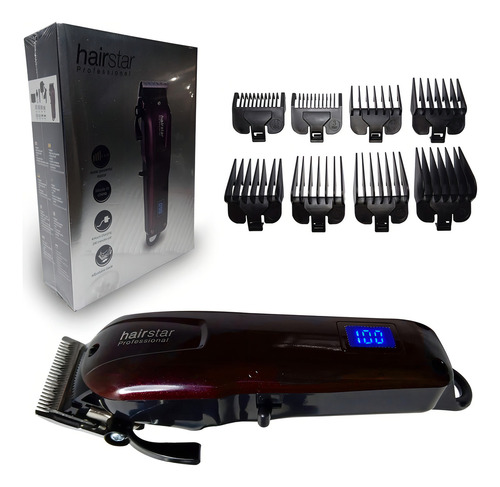 Kit Máquina De Corte Cabelo E Acabamento Sem Fio Barbeiro Cor Vinho 110v/220v