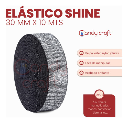 Elastico Shine 30mm X 10 Metros  Cordon De Oro.