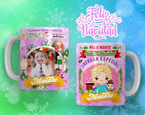 Taza Personalizada 6 Recuerdos Navidad Santa Claus