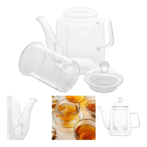 Chaleira De Vidro Transparente Com Infusor Para Chá 600ml