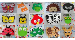 Máscara Animais Safari Festa Aniversário Kit 25 Unidades