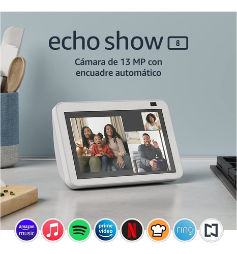 Kit Alexa Echo Show 8 Blanco + Focos Led Inteligentes 2 Pack