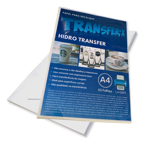 Papel Hidro Transfer Flexível 10 Folhas A4 Transferix