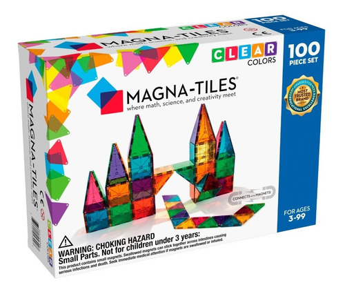 Set de construcción magnético Magna-Tiles Clear colors 04300 100 piezas  en  caja