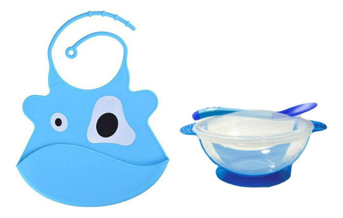 Set Vajilla Bebes Niños Silicona 3 Piezas Plato Chupa