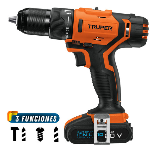 Taladro Percutor Inalámbrico 20v 3 Funciones 220v Truper