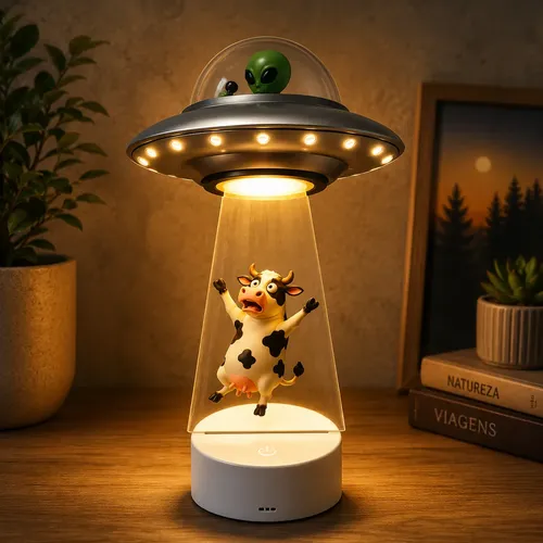 Luminária Led Rgb Disco Voador Ovni Et Decorativa Branco Acrílico 4.5v