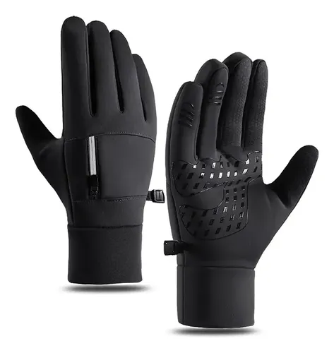 Luva Térmica Impermeável Touch Screen Para Moto E Bike Preto Lisa Gg