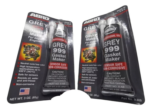 Silicona Gris Americana Abro Alta Temperatura 85 Grs. Pack 2