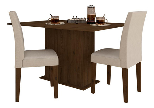 Mesa De Jantar 2 Cadeiras Atenas Imbuia/suede Bege - Ma Cor Imbuia/bege 03