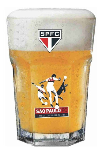 Copo Vidro Oficial São Paulo Fc Tricolor Do Morumbi 400ml