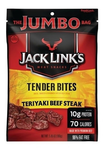 Jack Link's Tender Bites Teriyaki Carne Seca Jumbo Bag 160gr