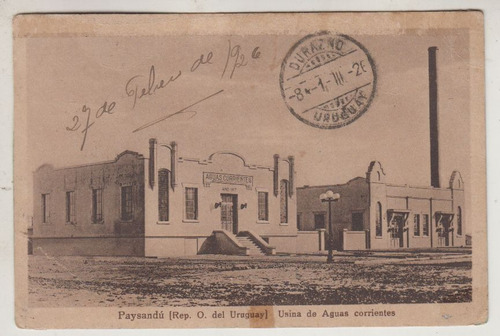 1926 Paysandu Postal Vista De Usina De Aguas Corrientes Raro