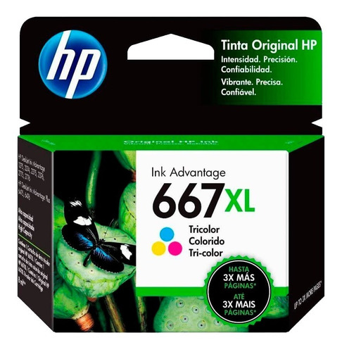 Cartucho De Tinta  Hp 667xl Original 3ym80al Tricolor