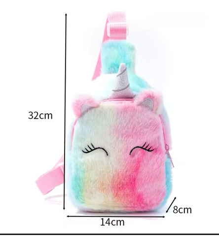 Bolso De Pecho Unicornio De Felpa Colorido Niña Colorful Felpa Colorido Felpa Rosado Rosado