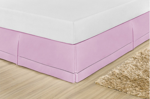 Saia P/ Cama Box Super King C/ Ponto Palito Percal 180 Fios Cor Rosa