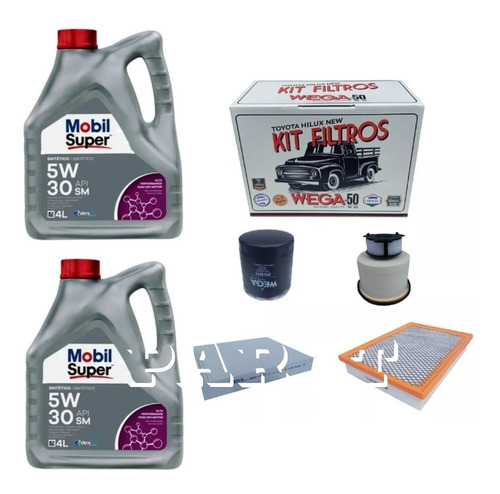 Kit  Aceite Mobil 5w30 + Filtros Toyota Hilux 2.8 Desde 2017