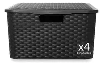 Comprar Canastos  Caja Organizadora Simil Rattan Grande Xl Pack X4