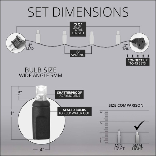 Mini Set Luces Led Navidad 0.5 Cm Interiores Exteriores