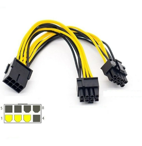 Cable Adaptador Splitter Pcie 8 A 2x 8 Pin (6+2) Rig Minería