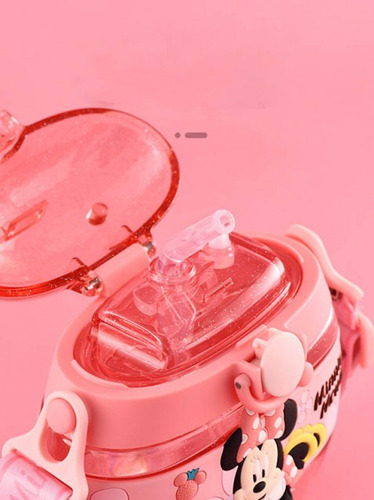 Botella Cantimplora Mickey Mouse Con Correa 380ml Kawaii