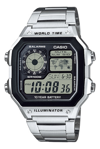 Reloj Casio Ae-1200whd-1a Resina Hombre Plateado