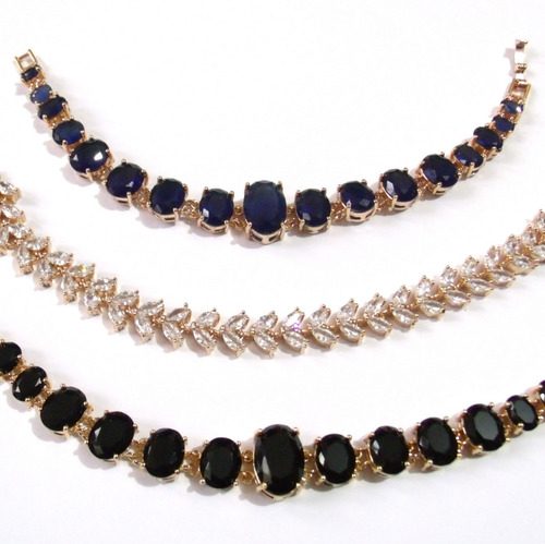 Lote Com 20 Pulseiras Banhadas A Ouro Com Gemas Naturais.