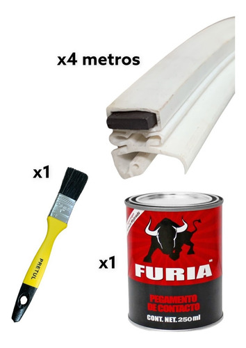 Imagen 2 de 10 de Kit 4m Empaque Refrig. Ceja Corta C/iman 9.3 Adhesivo Brocha
