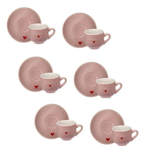 Jogo De 6 Xícaras Café L' Amour 90ml Porcelana - Haüskraft