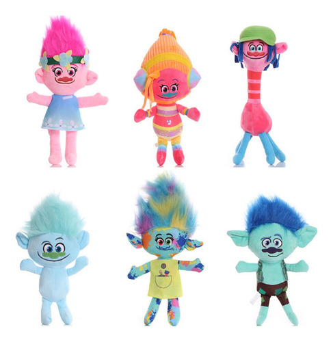 6pcs Dreamworks Trolls Muñeca Peluche Juguete Niños Regalo 