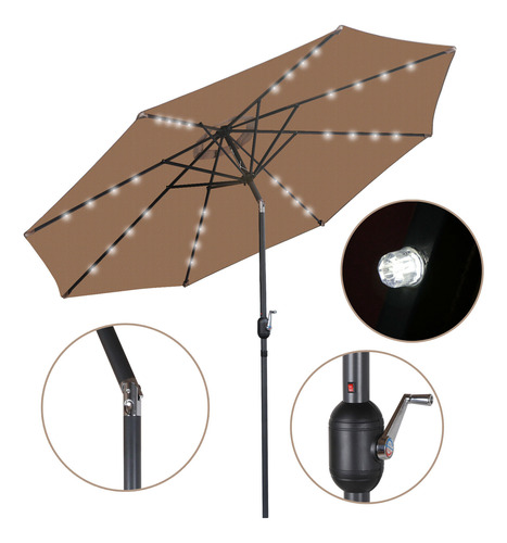 Parasol 10´ Segawe Con 32 Luces Led Y Ajuste De