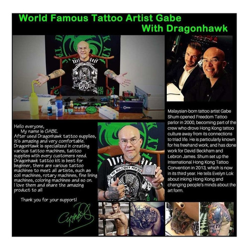 Dragonhawk Kit De Tatuaje Profesional Tattoo Maquina Tatuar