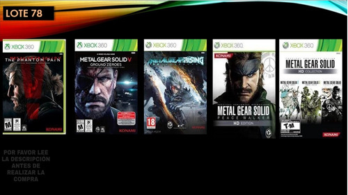 Metal Gear Colección Juegos Xbox Originales Pack 78