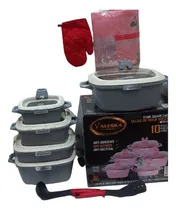 Comprar Juego De Ollas Valeska Antibacteriales De 10 Piezas Cuadrada