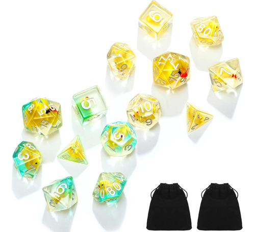 Kathfly 14 Dados De Patos De Goma, Juego De Dados Poliédrico