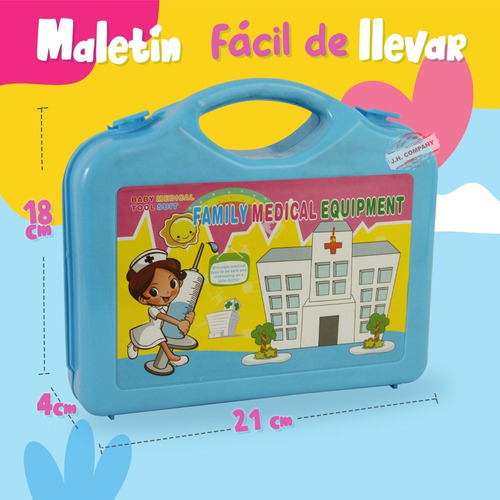 Imagen 2 de 7 de Kit Maletin Enfermera Juguete De Rol Medico Doctor Xf7769