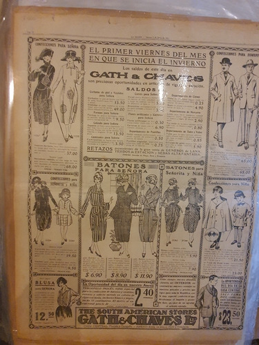 Publicidad Original Año 1921-e125966-gath&chaves-moda