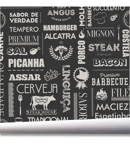 Papel De Parede Cozinha Carne Assada Angus Churrascaria A493