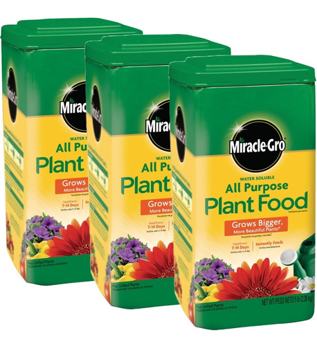 Miracle-gro 3 Pack Alimento Vegetal Uso Múltiple Soluble