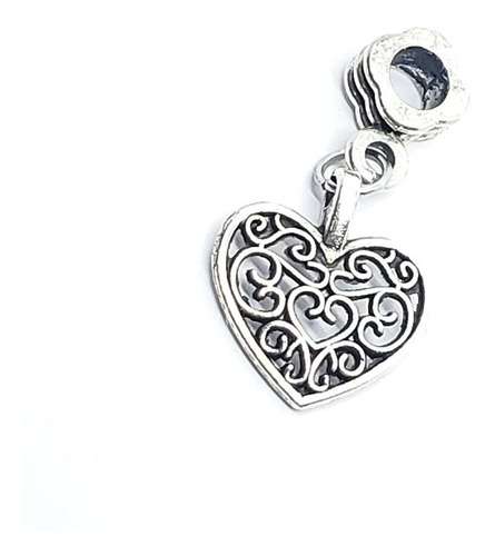 Charms De Corazon Calado Para Pulsera +estuche Cc13 Diámetro 5.08 Cm Largo 2 Cm