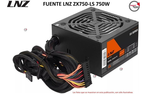 Imagen 2 de 8 de Fuente Lnz Zx750-ls 750w Gamer Led Rojo