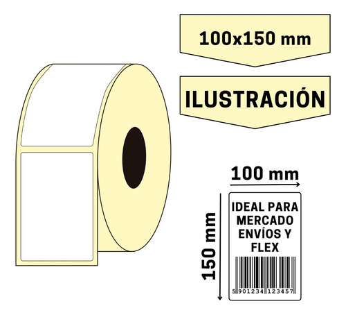Etiquetas Ilustración 100 X 150 Mm (anchxalto) Rollo X 250