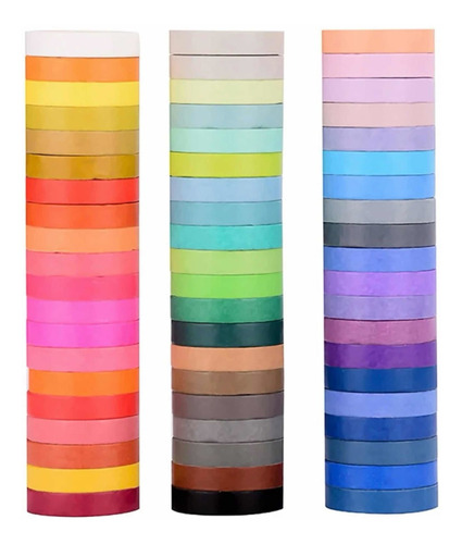 Cintas Washi Tape Decorativa Colores Surtidos Set De 10