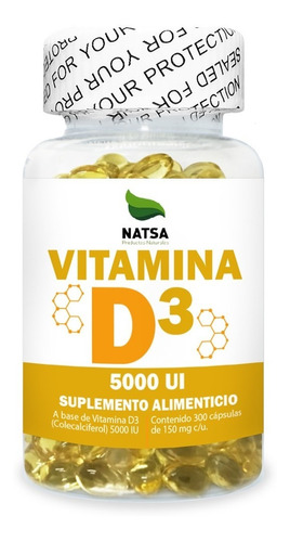 Vitamina D3 5,000 Iu, 300 Softgels Sabor N/A