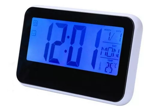  TOMYEUS Reloj de mesa digital LCD despertador, reloj de mesa  grande electrónico con fecha y hora, temperatura de semana y noche,  decoración de escritorio (color negro) : Hogar y Cocina