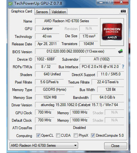 Placa Gráfica Ati6700 1gb Ddr5 128bit Desktop Hd Games Compu