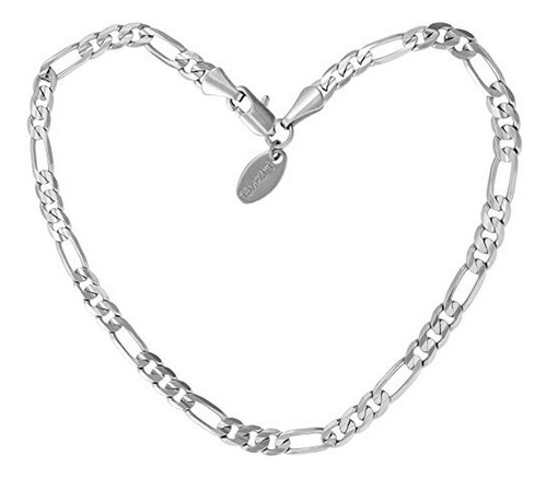 Lifetime Jewelry Pulsera Tobillera Con Cadena Figaro De 4 Mm